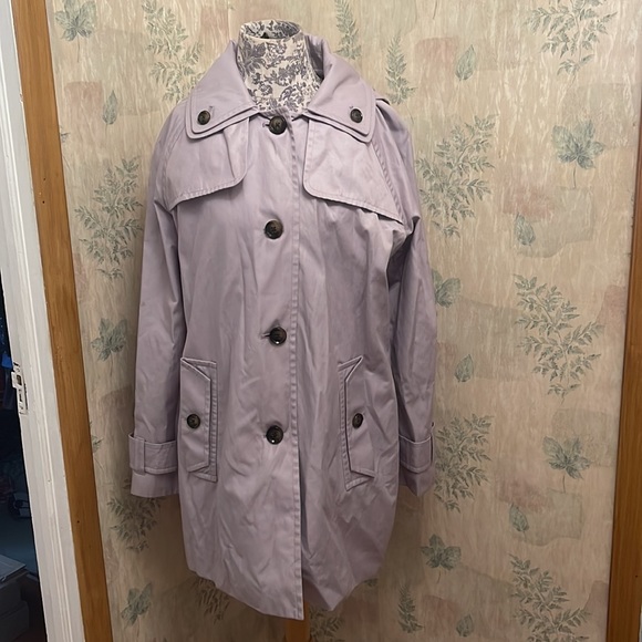 London Fog Pastel Purple Trench Coat with Hood - Picture 2 of 12